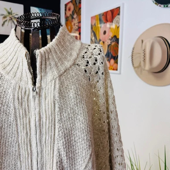 Maurices Cream Cable Knit Zip-Up Sweater - Picture 2 of 6